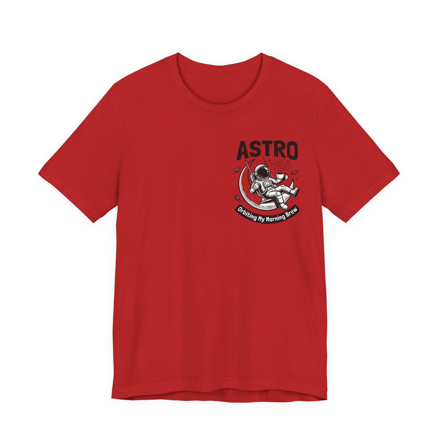 Astro Coffee Tee — Astronaut Relaxing on Moon with “Morning Brew” Slogan