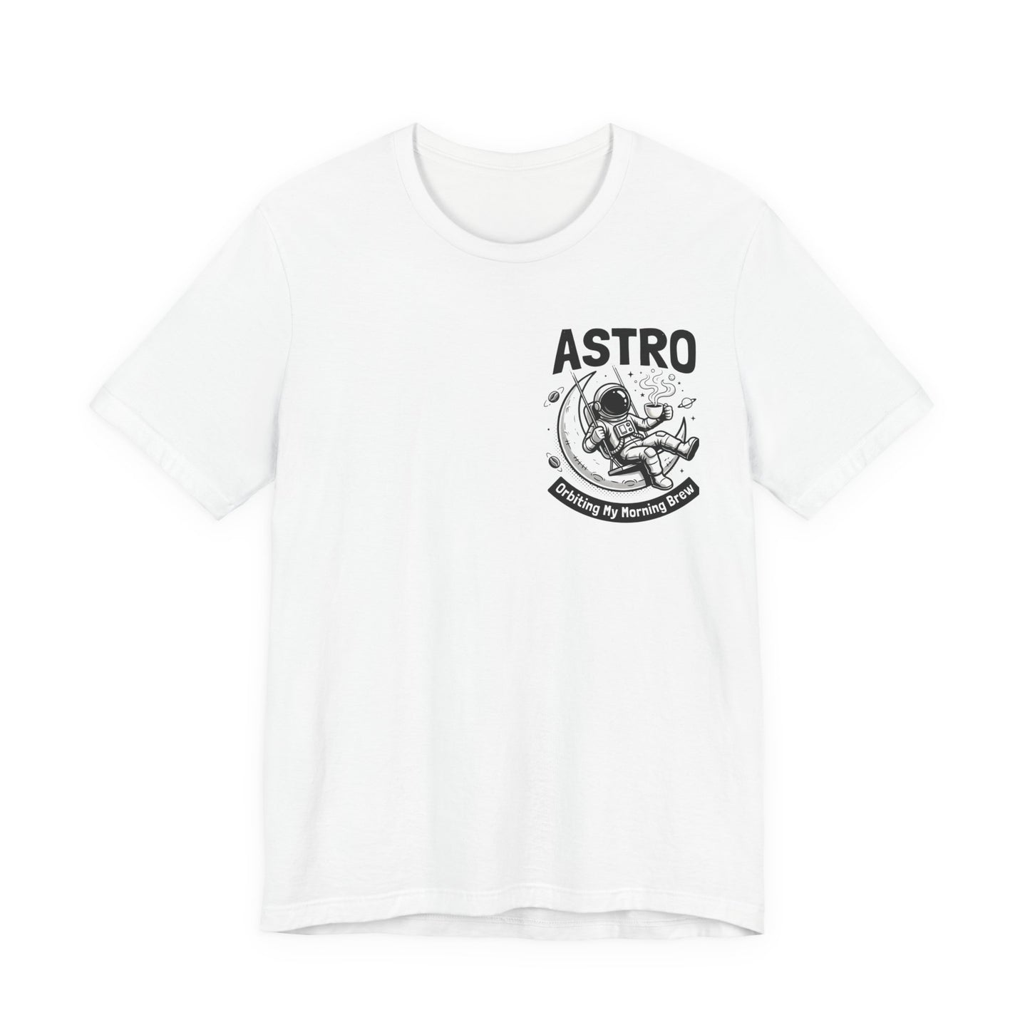 Astro Coffee Tee — Astronaut Relaxing on Moon with “Morning Brew” Slogan
