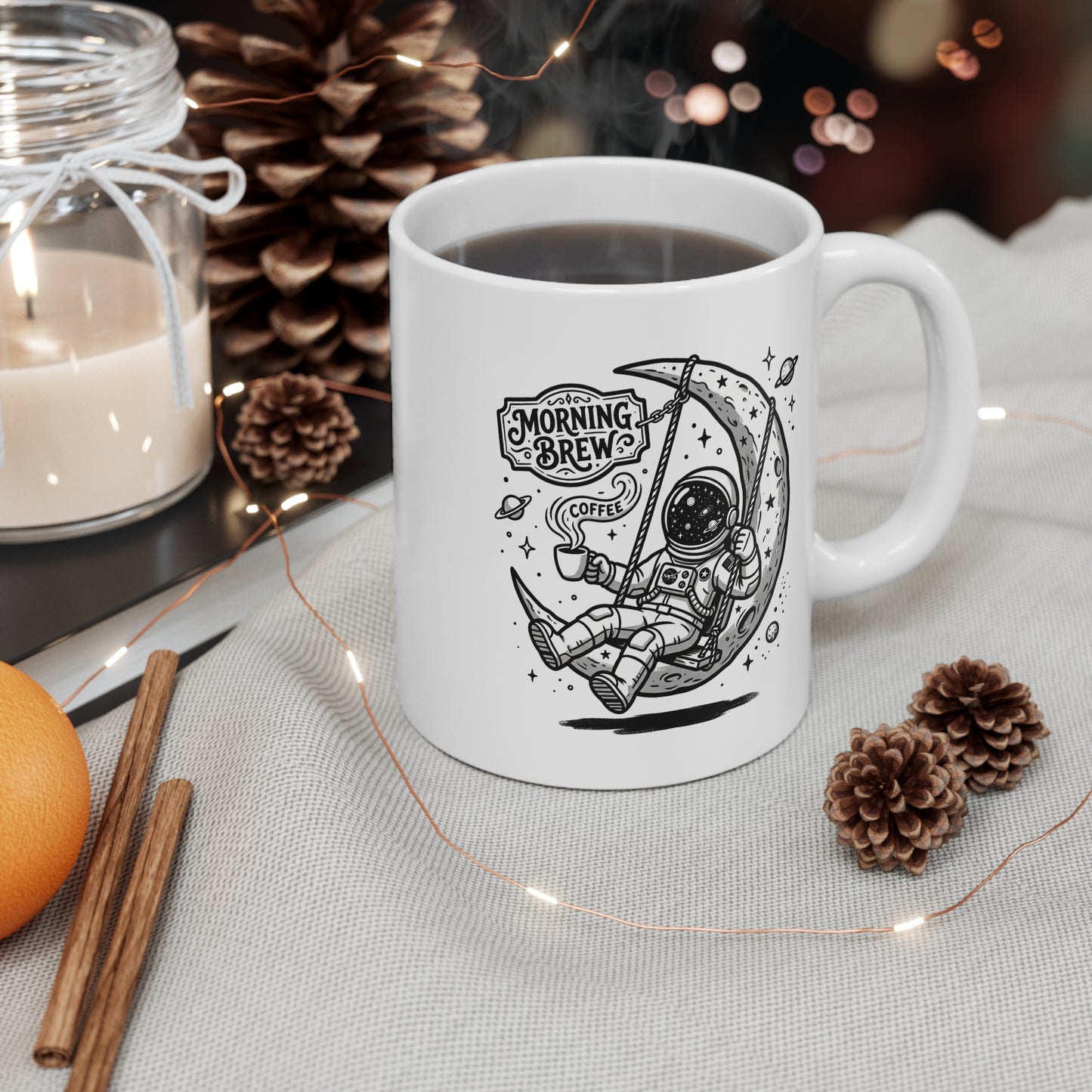 Astronaut Moon Mug — ‘Got My Morning Brew’ Space Coffee Ceramic 11oz