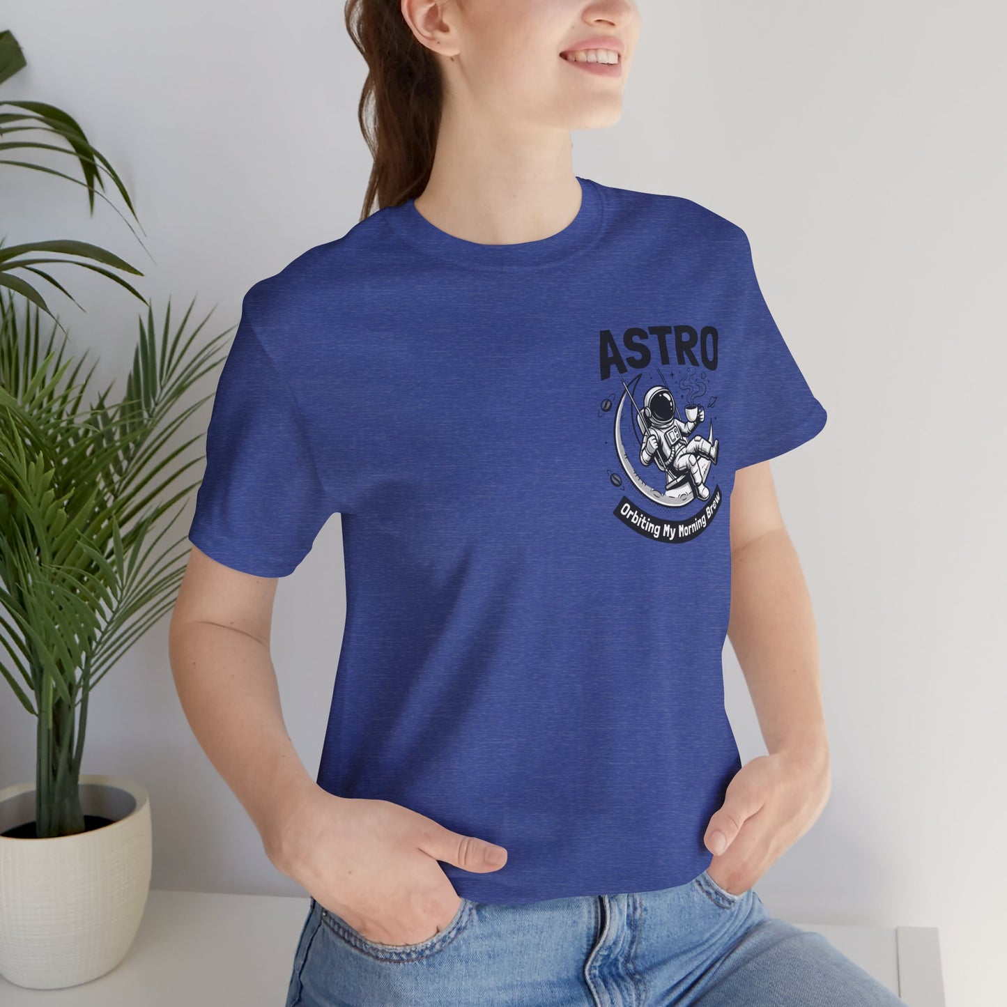 Astro Coffee Tee — Astronaut Relaxing on Moon with “Morning Brew” Slogan
