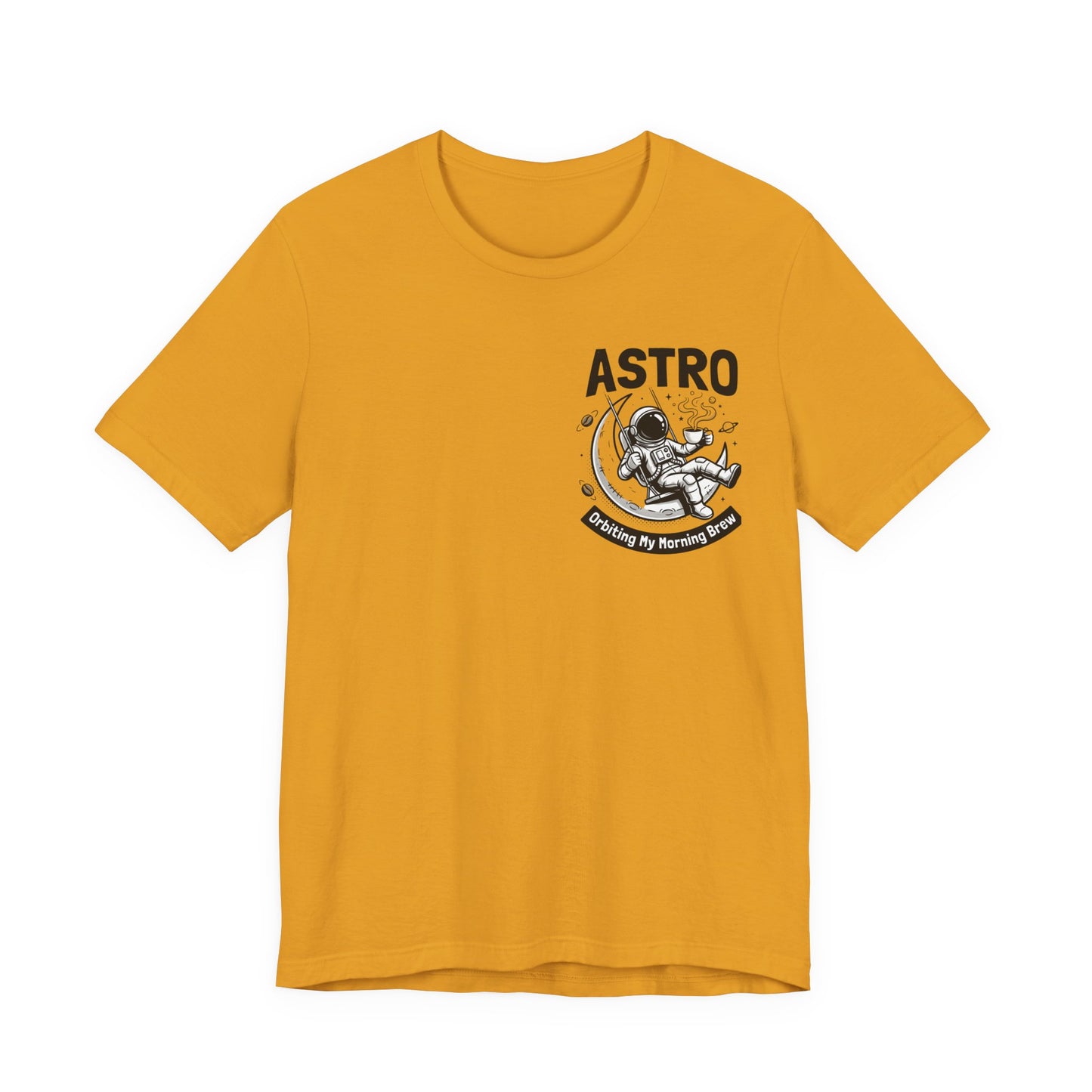 Astro Coffee Tee — Astronaut Relaxing on Moon with “Morning Brew” Slogan